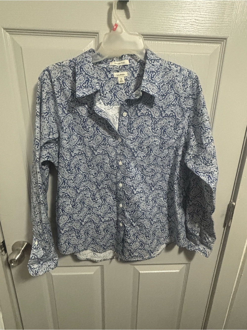 L.L. Bean Blue Paisley Cotton Button-Down Shirt